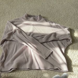 CROPPED WAFFLE MOCKNECK SWEATER